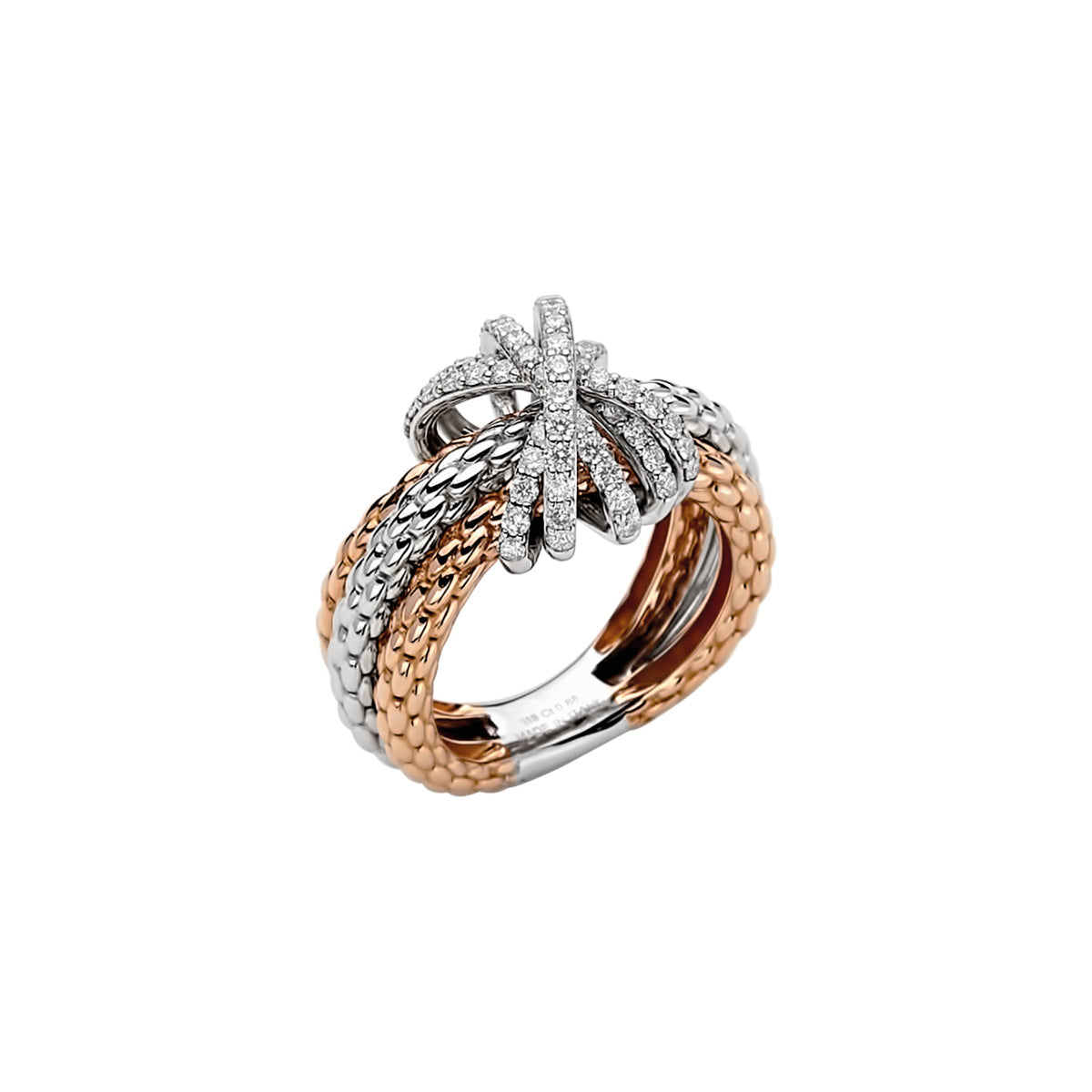 FOPE PRIMA 18K Gold Multi-Colored Ring with White Diamond Pavé Charm - 0.88 carats - Jackson Hole Jewelry Company