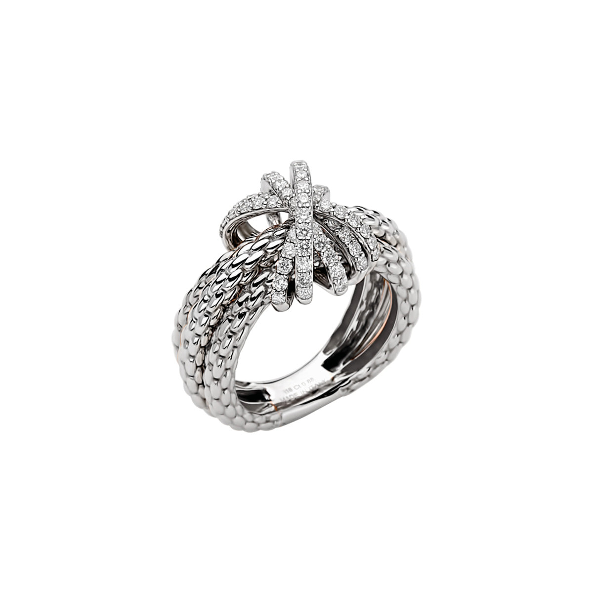 FOPE PRIMA 18K Gold Ring with White Diamond Pavé Charm - 0.88 carats - Jackson Hole Jewelry Company