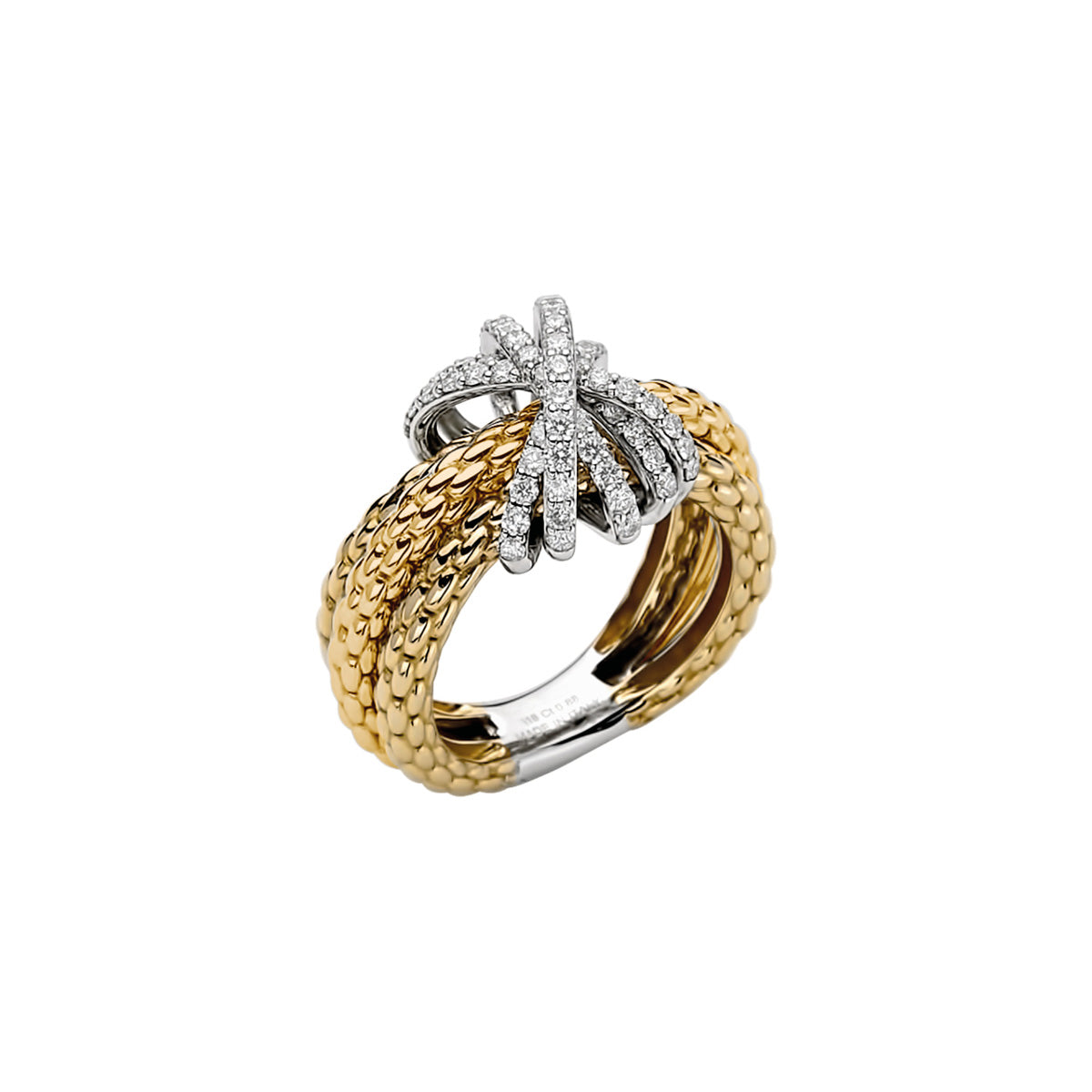 FOPE PRIMA 18K Gold Ring with White Diamond Pavé Charm - 0.88 carats - Jackson Hole Jewelry Company