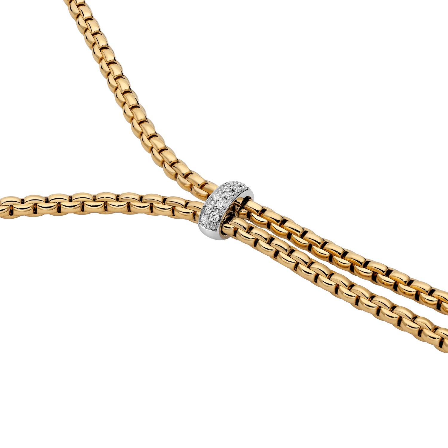 FOPE EKA 18K Gold Lariat Necklace with White Diamonds - 0.10 carats - Jackson Hole Jewelry Company