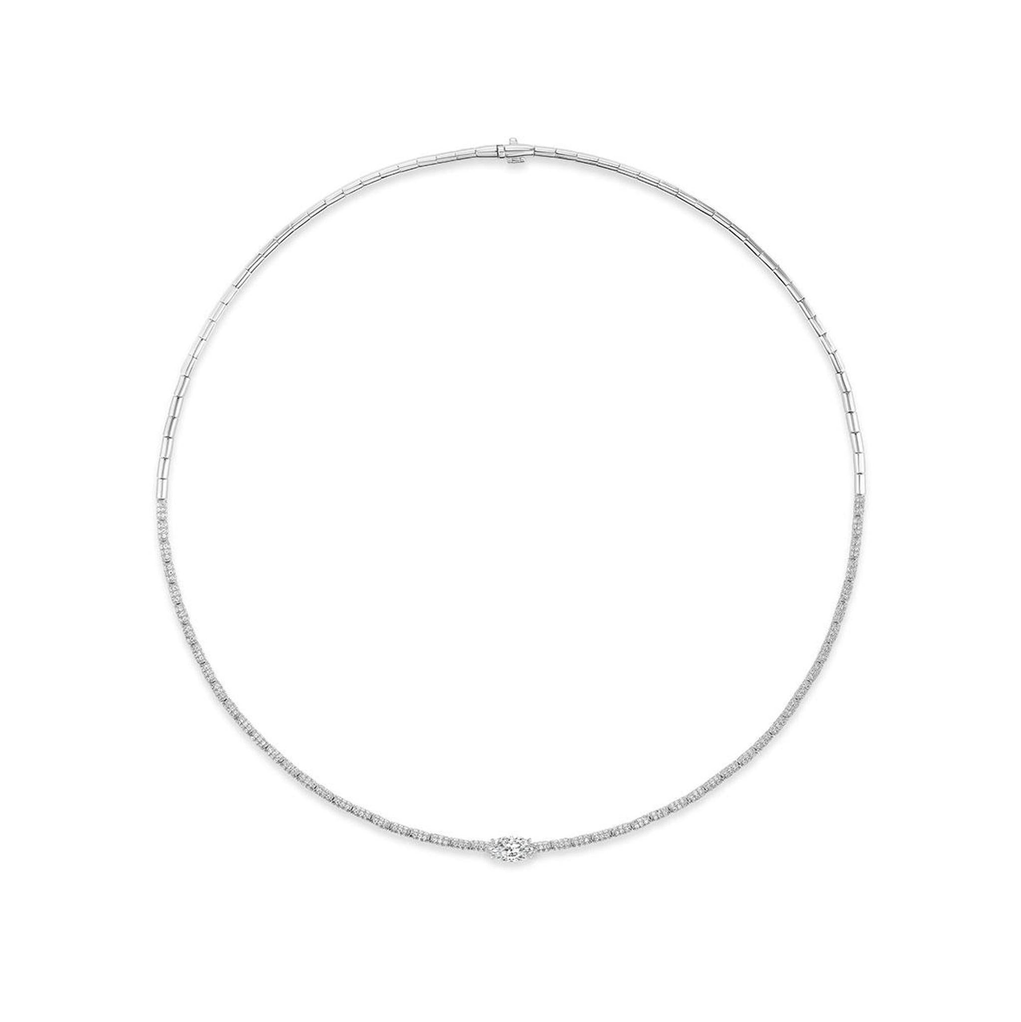 3.20ctw; .74ct Marquise H SI2, 18k WG, 16" (GIA) - Jackson Hole Jewelry Company