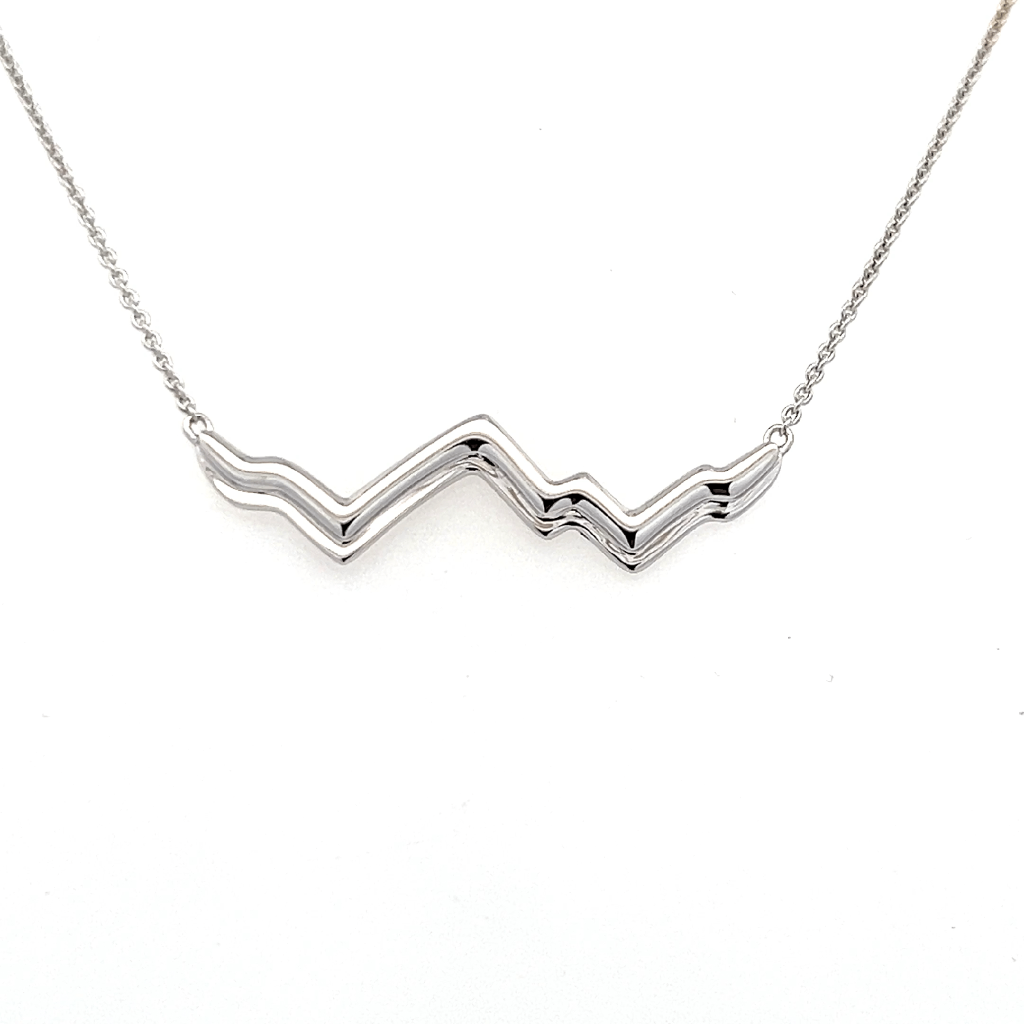 LUXE PLAIN: 18K Gold Teton Peak Outline Necklace 16-18" - Jackson Hole Jewelry Company