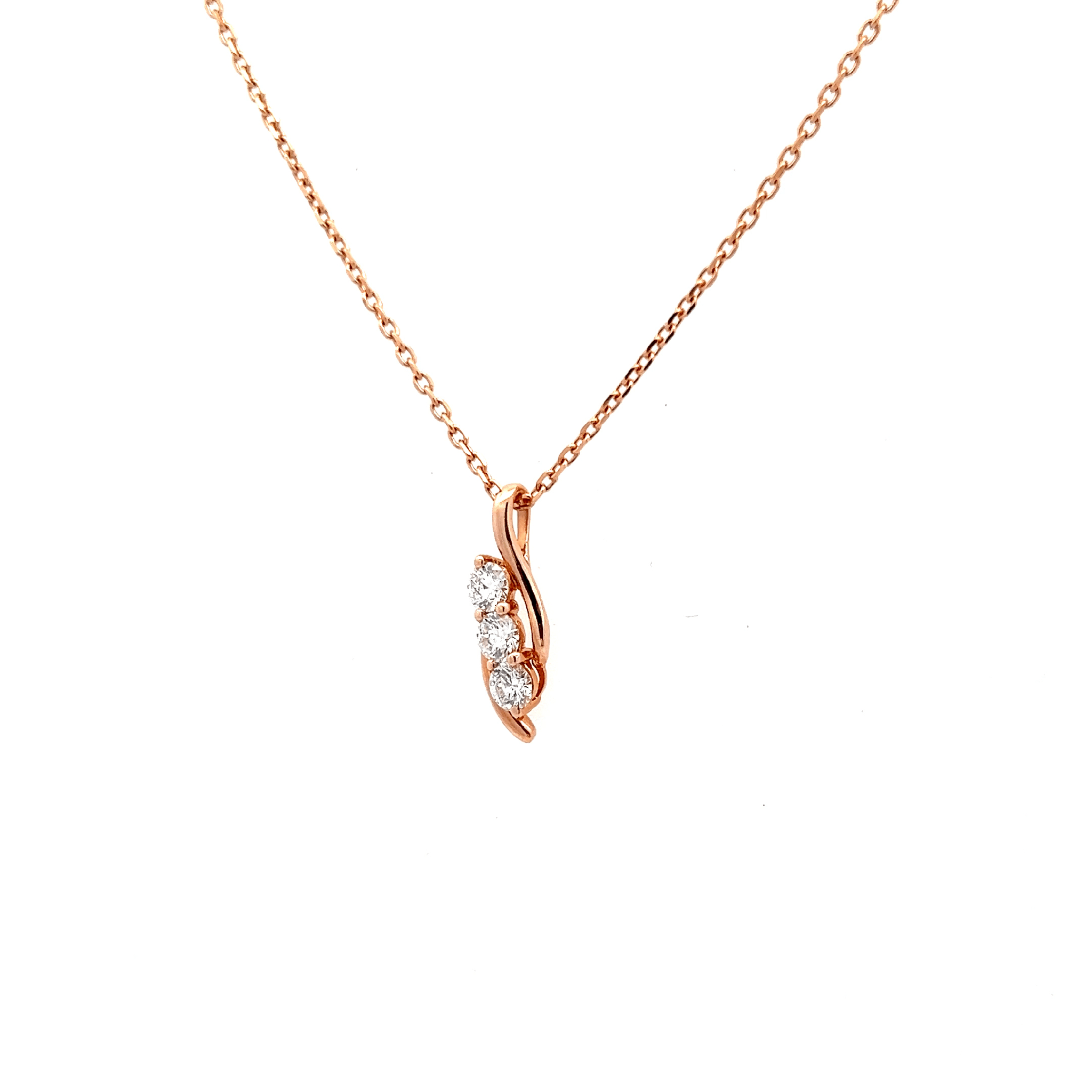 14K ROSE GOLD DIAMOND NECKLACE;D3-0.40CTTW,SI1-2; 15''-18'' - Jackson Hole Jewelry Company