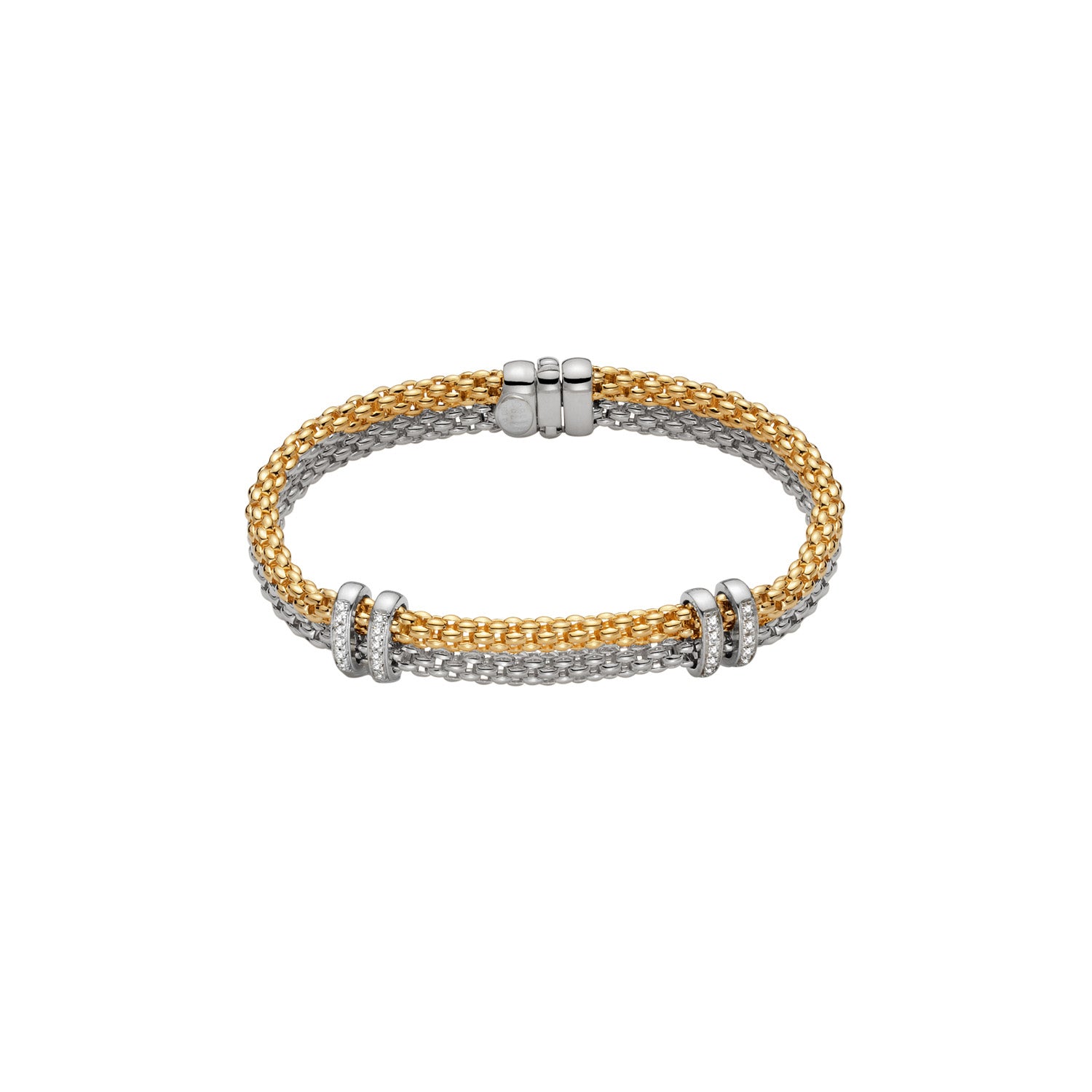 FOPE SOLO 18K Gold Bracelet with Two White Diamond Charms - 0.18 carats - Jackson Hole Jewelry Company