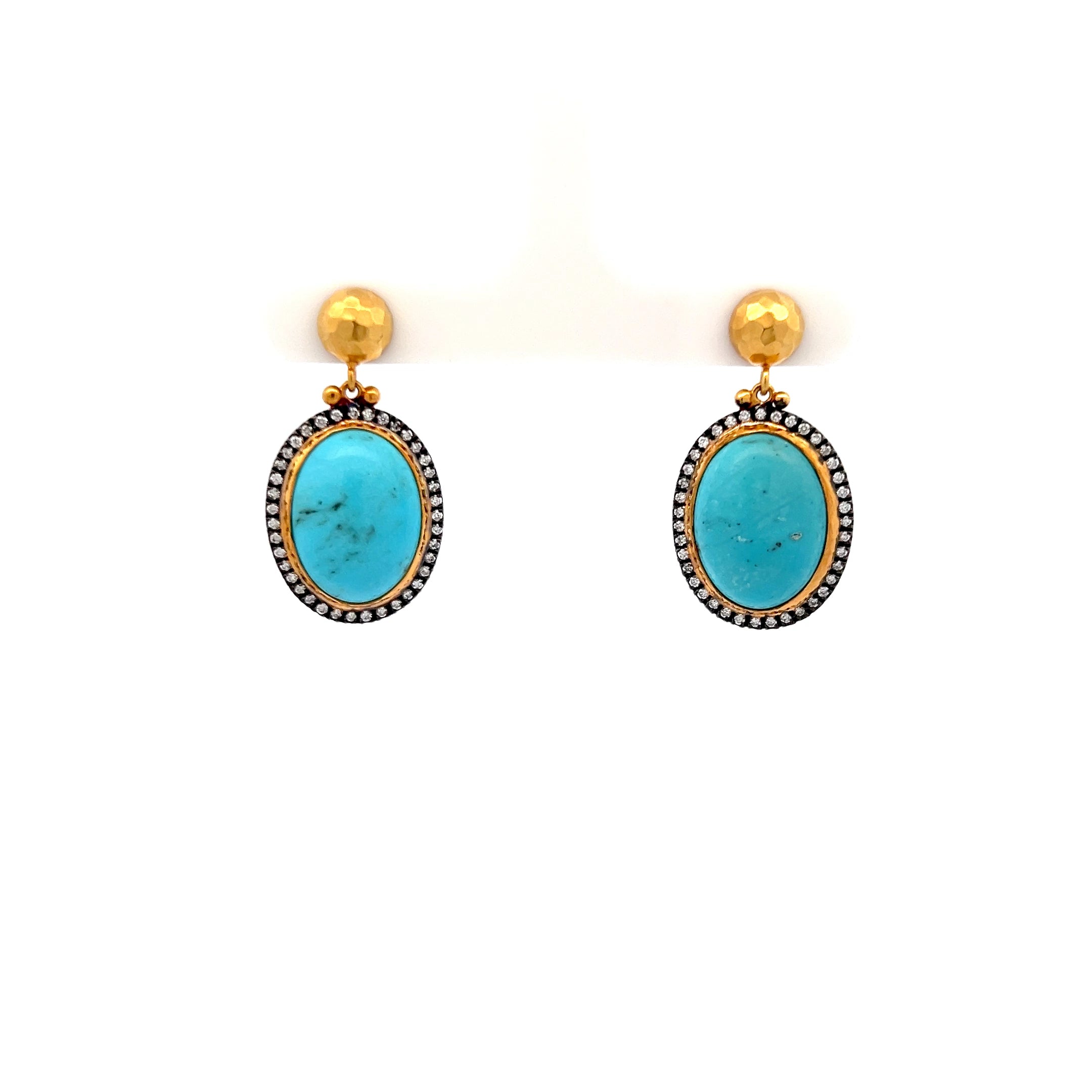 MARIKA GOLD 14K YELLOW GOLD HALO BLUE TURQUOISE EARRINGS - Jackson Hole Jewelry Company