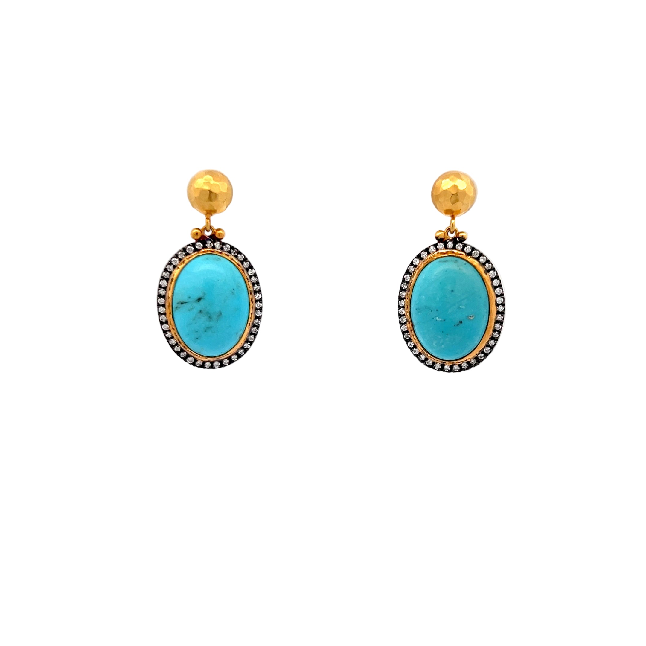 MARIKA GOLD 14K YELLOW GOLD HALO BLUE TURQUOISE EARRINGS - Jackson Hole Jewelry Company