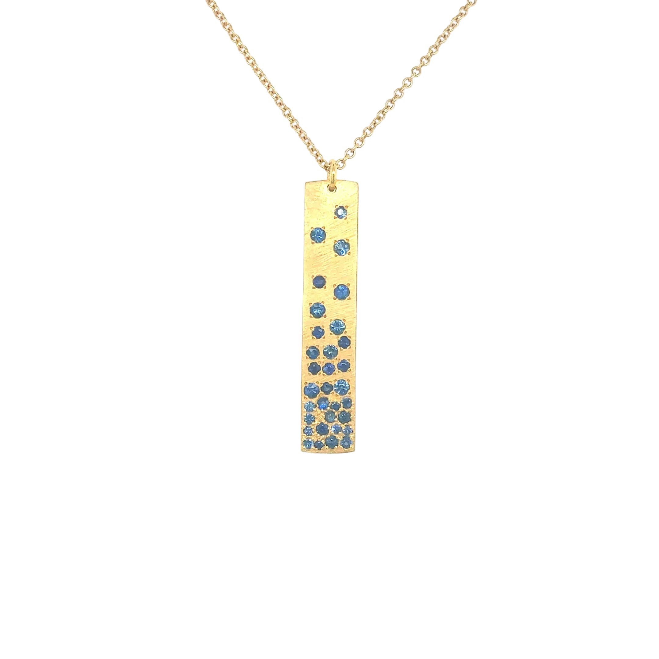 Marika Gold Vertical Bar Necklace with Blue Sapphires in 14K Yellow Gold - Jackson Hole Jewelry Company