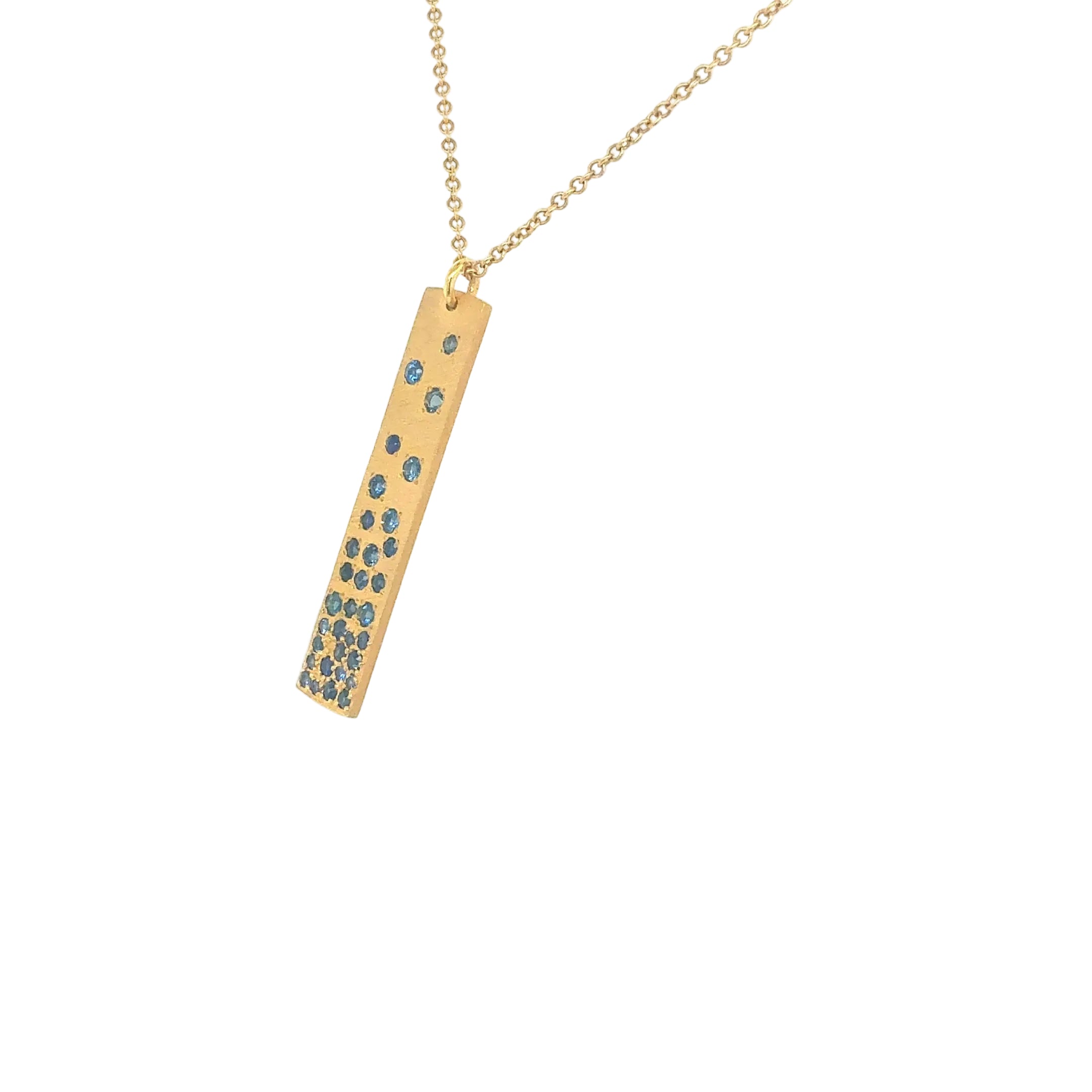 Marika Gold Vertical Bar Necklace with Blue Sapphires in 14K Yellow Gold - Jackson Hole Jewelry Company