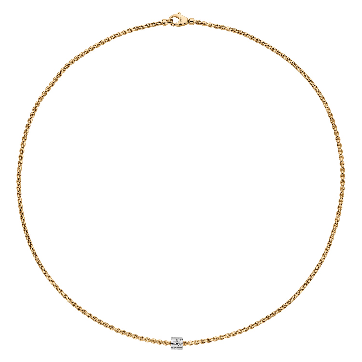 FOPE ARIA 18K Gold Necklace with Ornamental Clasp and White Diamonds - 0.17 carats - Jackson Hole Jewelry Company