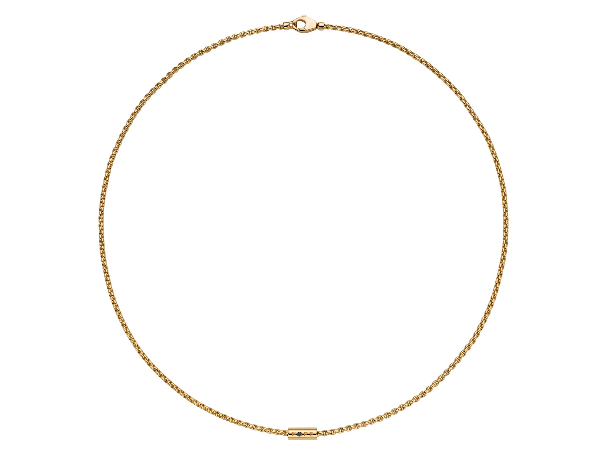 FOPE ARIA 18K Gold Necklace with Ornamental Clasp and a Black Diamond - 0.02 carats - Jackson Hole Jewelry Company