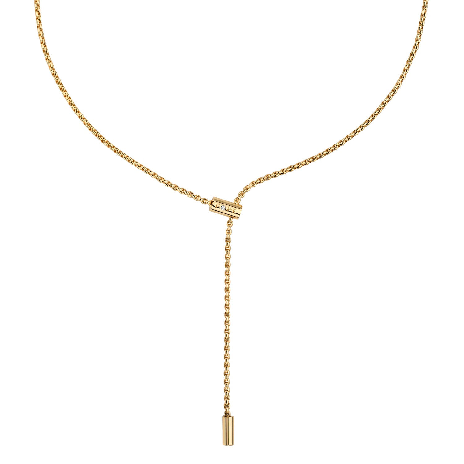 FOPE ARIA 18K Gold Adjustable Necklace with Ornamental Clasp and a White Diamond - Jackson Hole Jewelry Company
