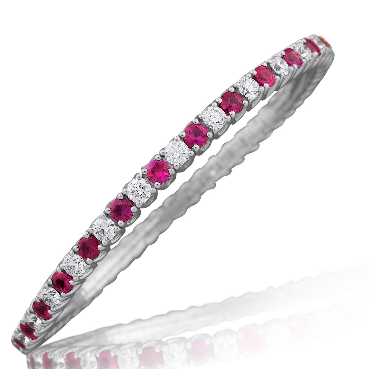 Picchiotti - Xpandable™ Ruby and White Diamond Bracelet in 18K White Gold - Jackson Hole Jewelry Company