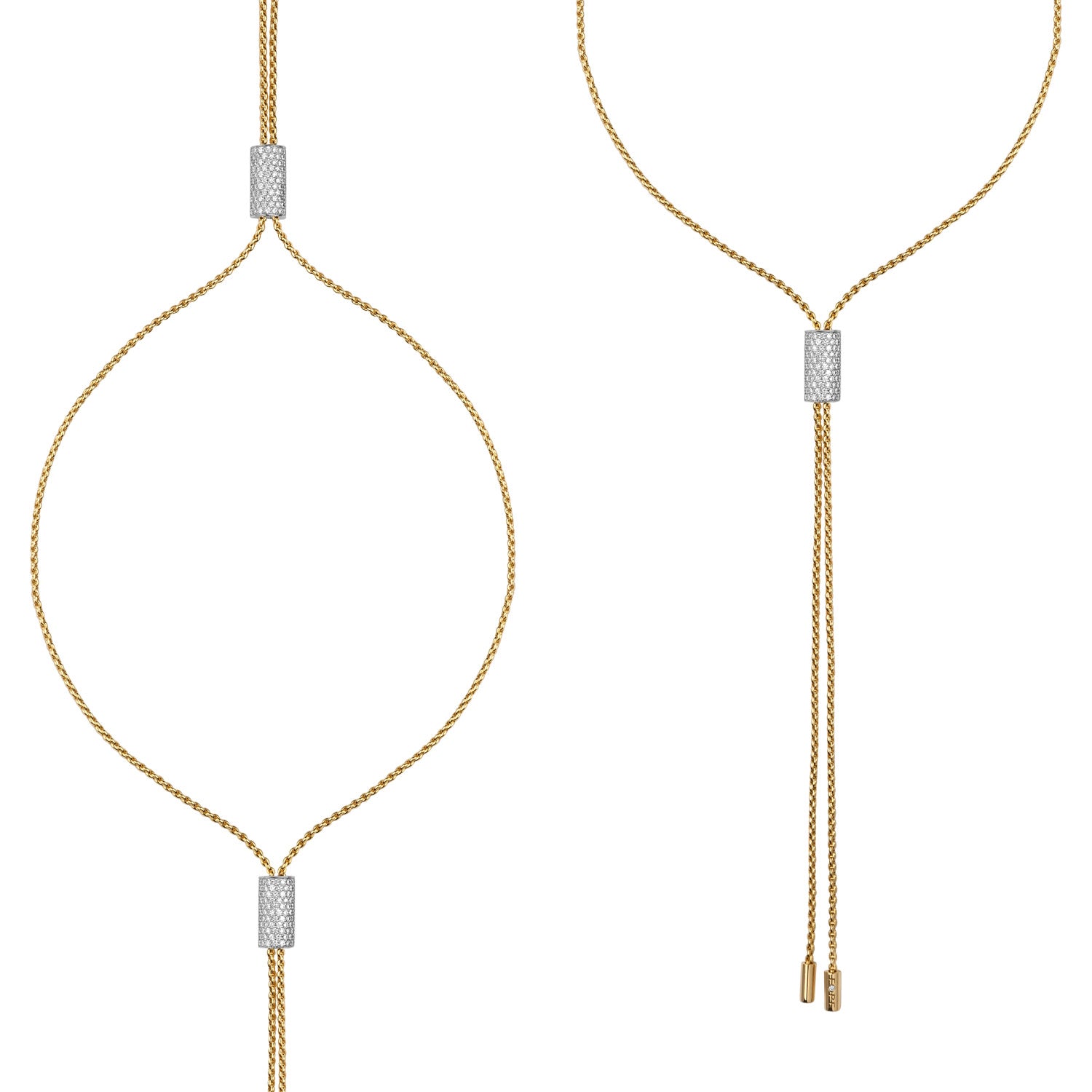 FOPE ARIA 18K Gold Lariat Necklace with White Diamonds - 2.11 carats - Jackson Hole Jewelry Company