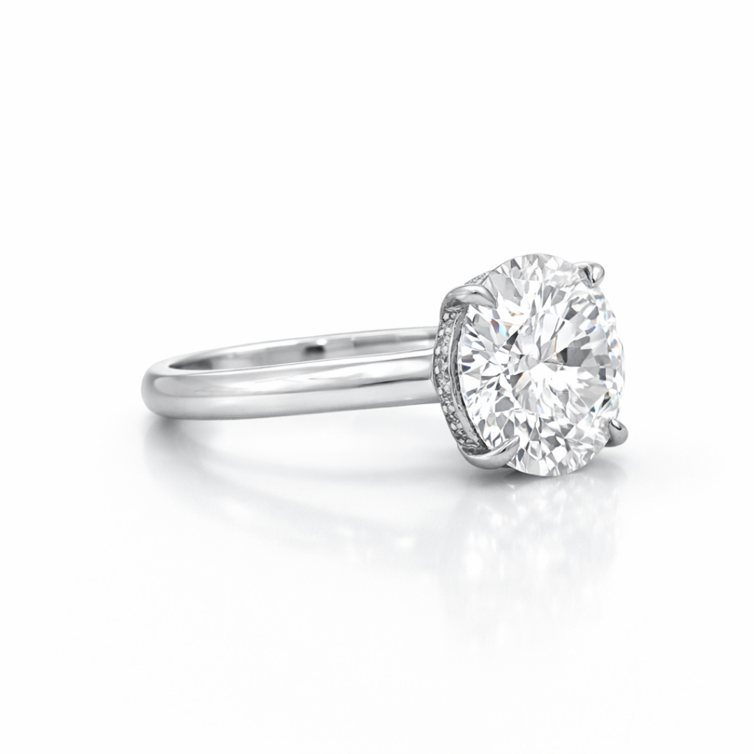 Round Brilliant Diamond Ring in Platinum Pavé Band 10.12 Cttw - Jackson Hole Jewelry Company