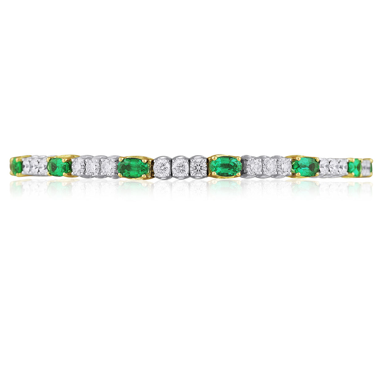 Picchiotti - Xpandable™ Oval & Round Emerald and Diamond Bracelet in 18K White and Yellow Gold - Jackson Hole Jewelry Company