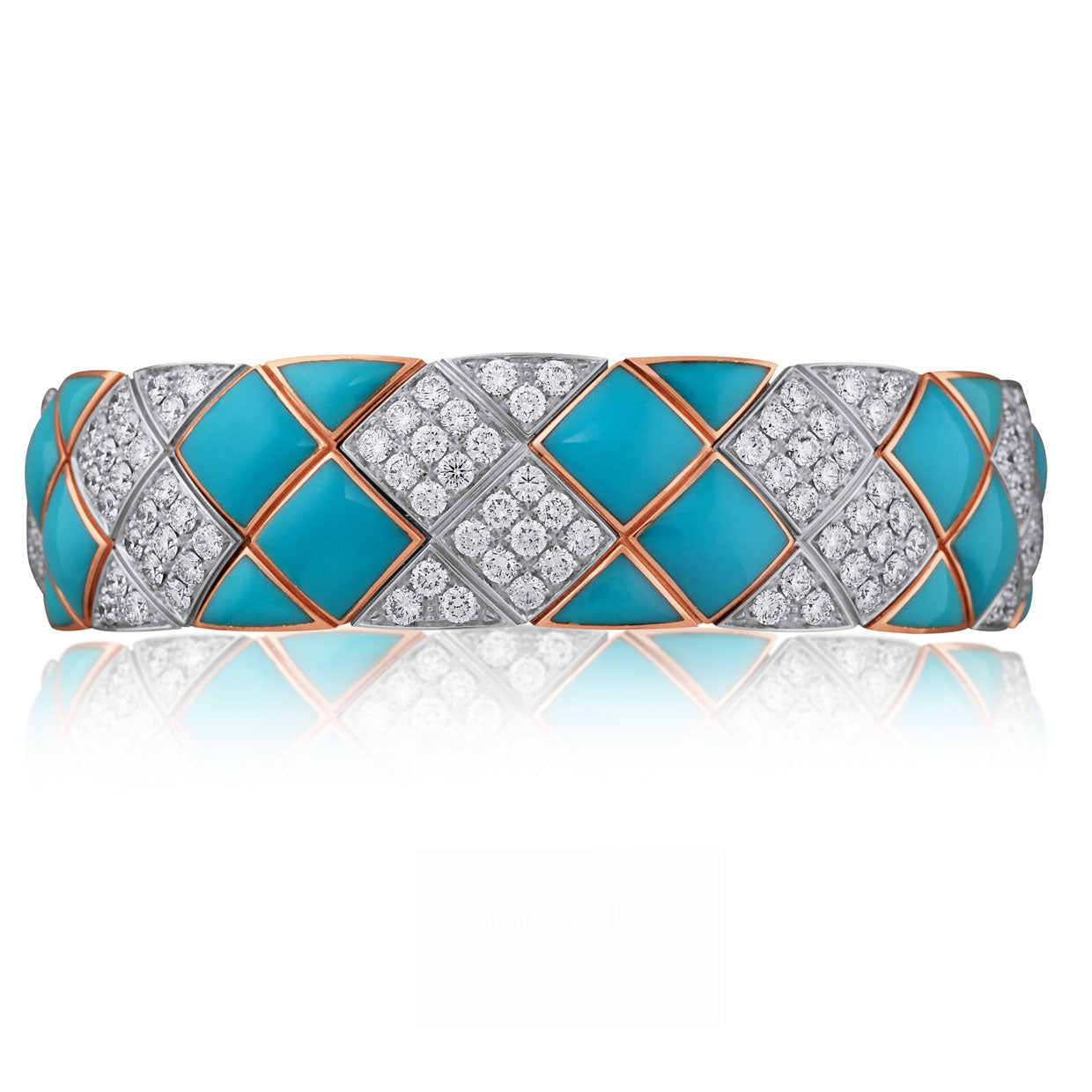 Picchiotti - Xpandable™ Diamond & Turquoise Bracelet in 18K Rose and White Gold - Jackson Hole Jewelry Company