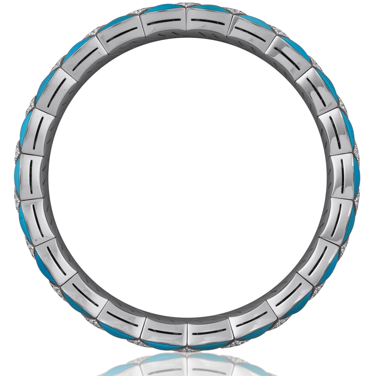 Picchiotti - Xpandable™ Diamond & Turquoise Bracelet in 18K White Gold 7.86 cttw - Jackson Hole Jewelry Company