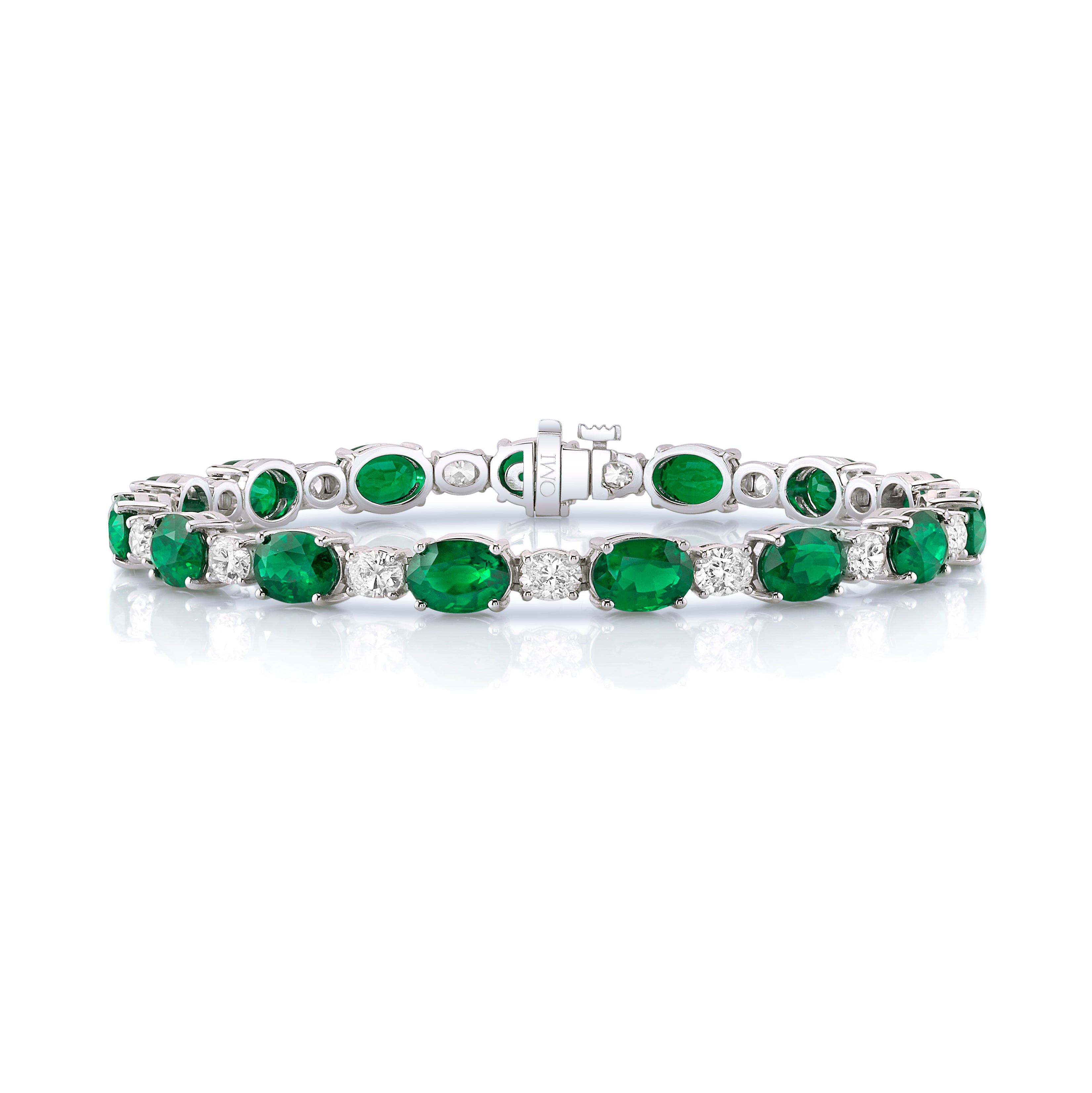 Omi Privé - Emerald & Diamond Bracelet in Platinum - Jackson Hole Jewelry Company