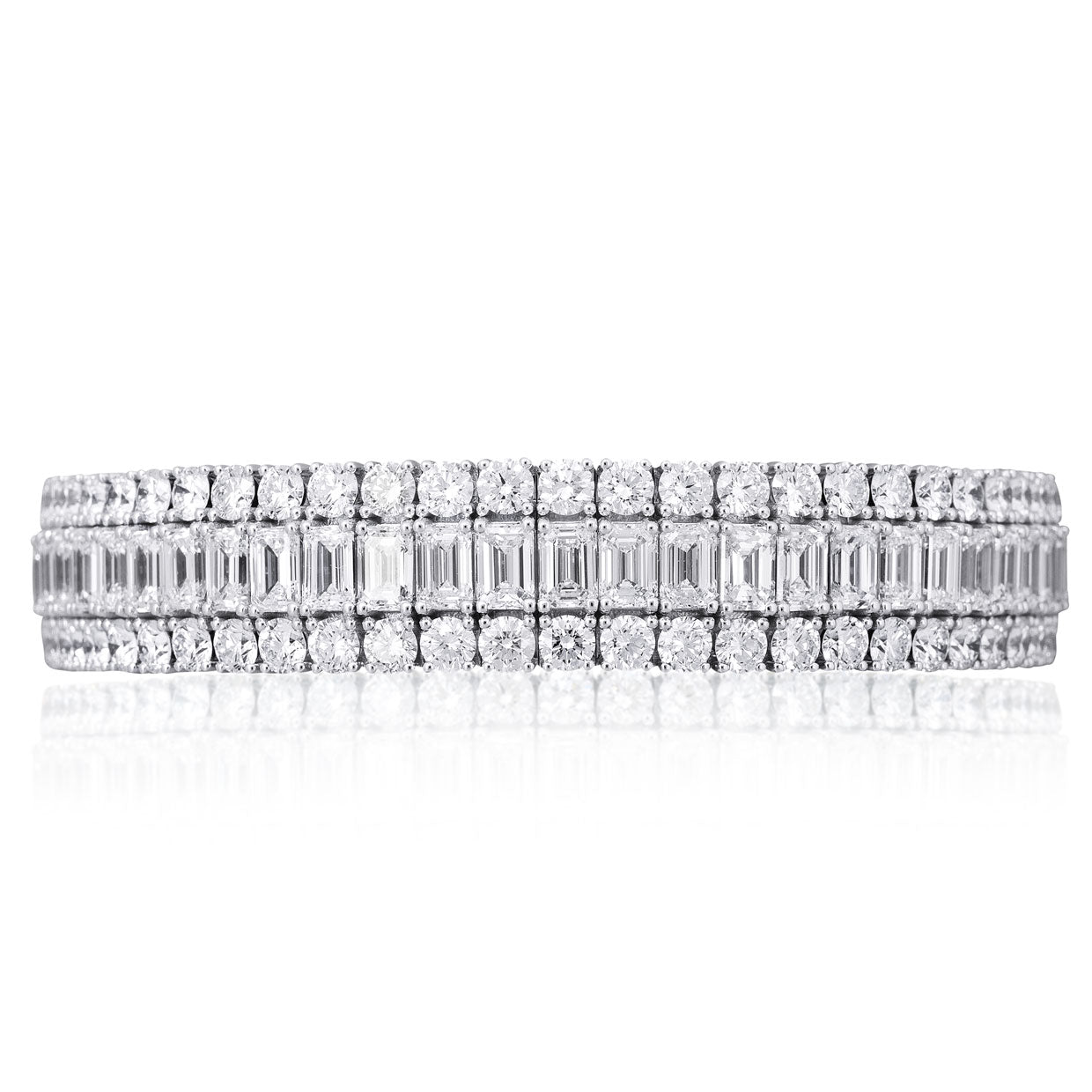Picchiotti - Xpandable™ Emerald and Round-Cut Diamond Bracelet in 18K White Gold - Jackson Hole Jewelry Company