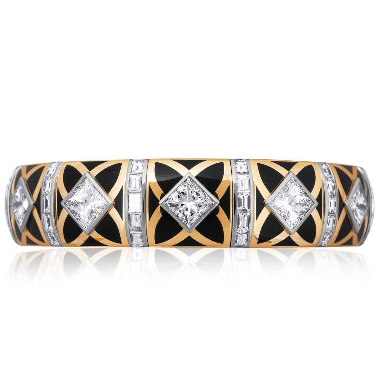 Picchiotti - Xpandable™ Black Ceramic and Diamond Bracelet in 18K White and Yellow Gold - Jackson Hole Jewelry Company