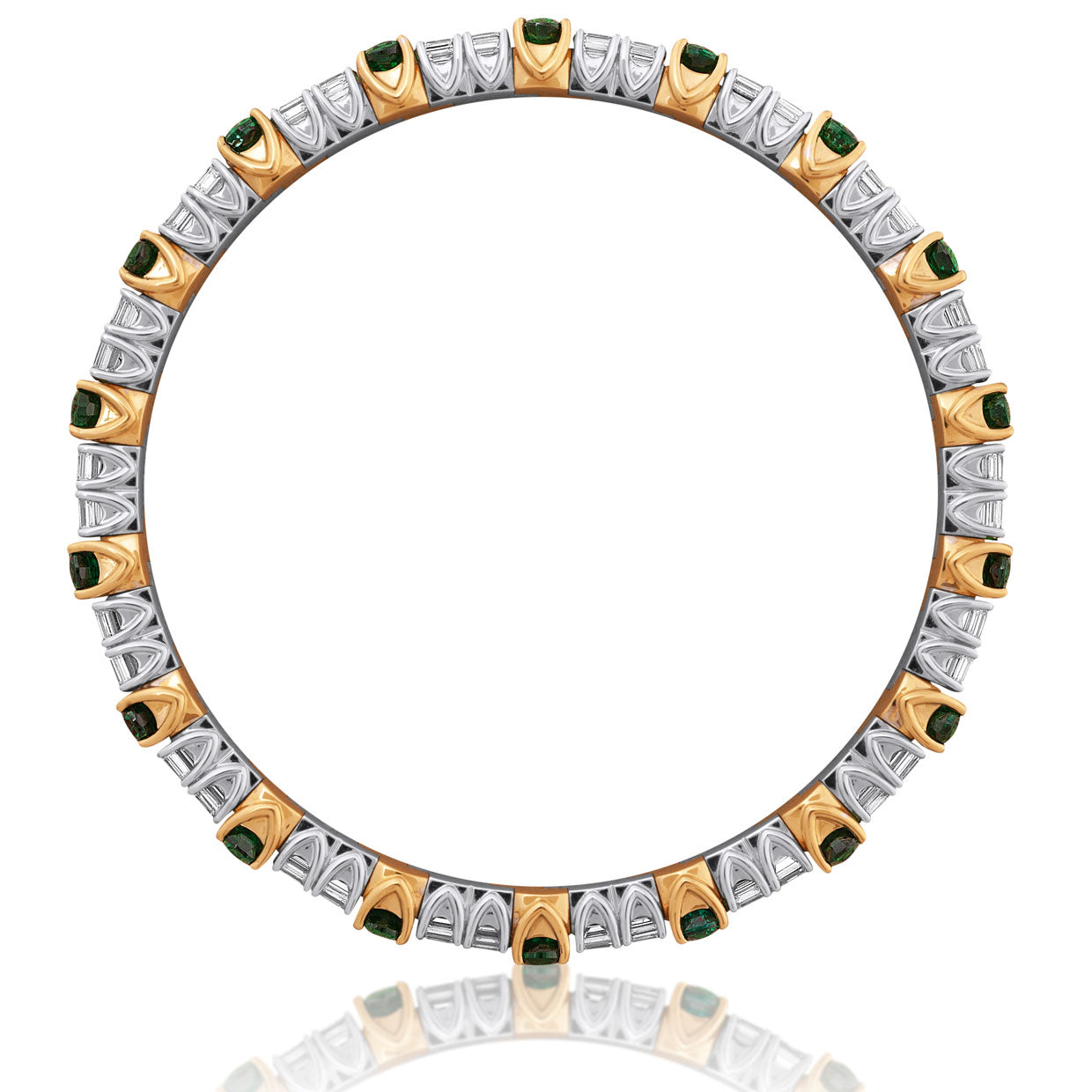 Picchiotti - Xpandable™ Oval-Cut Emerald & Diamond Bracelet in 18K White & Yellow Gold - Jackson Hole Jewelry Company