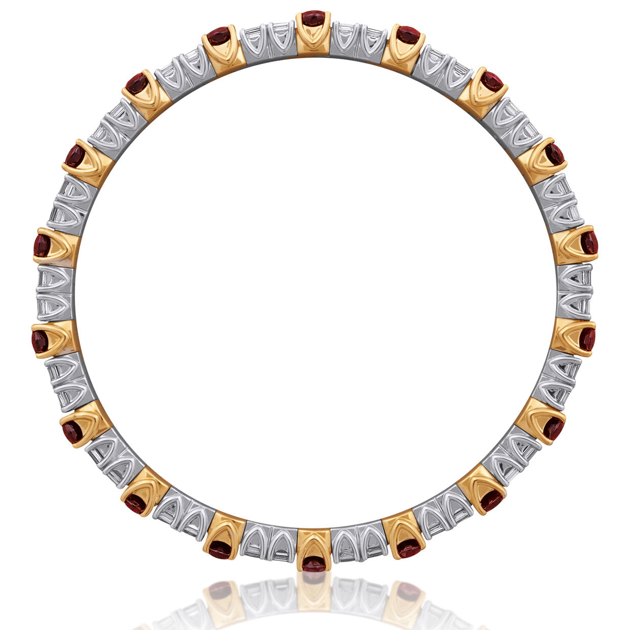 Picchiotti - Xpandable™ Oval Ruby & Diamond Bracelet in 18K White & Yellow Gold - Jackson Hole Jewelry Company