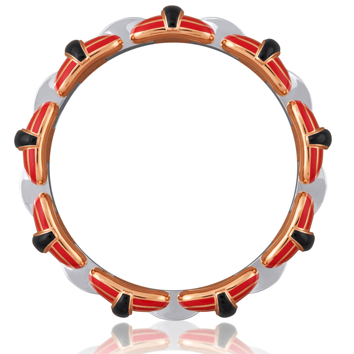 Picchiotti - Xpandable™ Onyx and Orange Ceramic Bracelet with Round Diamonds in 18K White and Rose Gold - Jackson Hole Jewelry Company