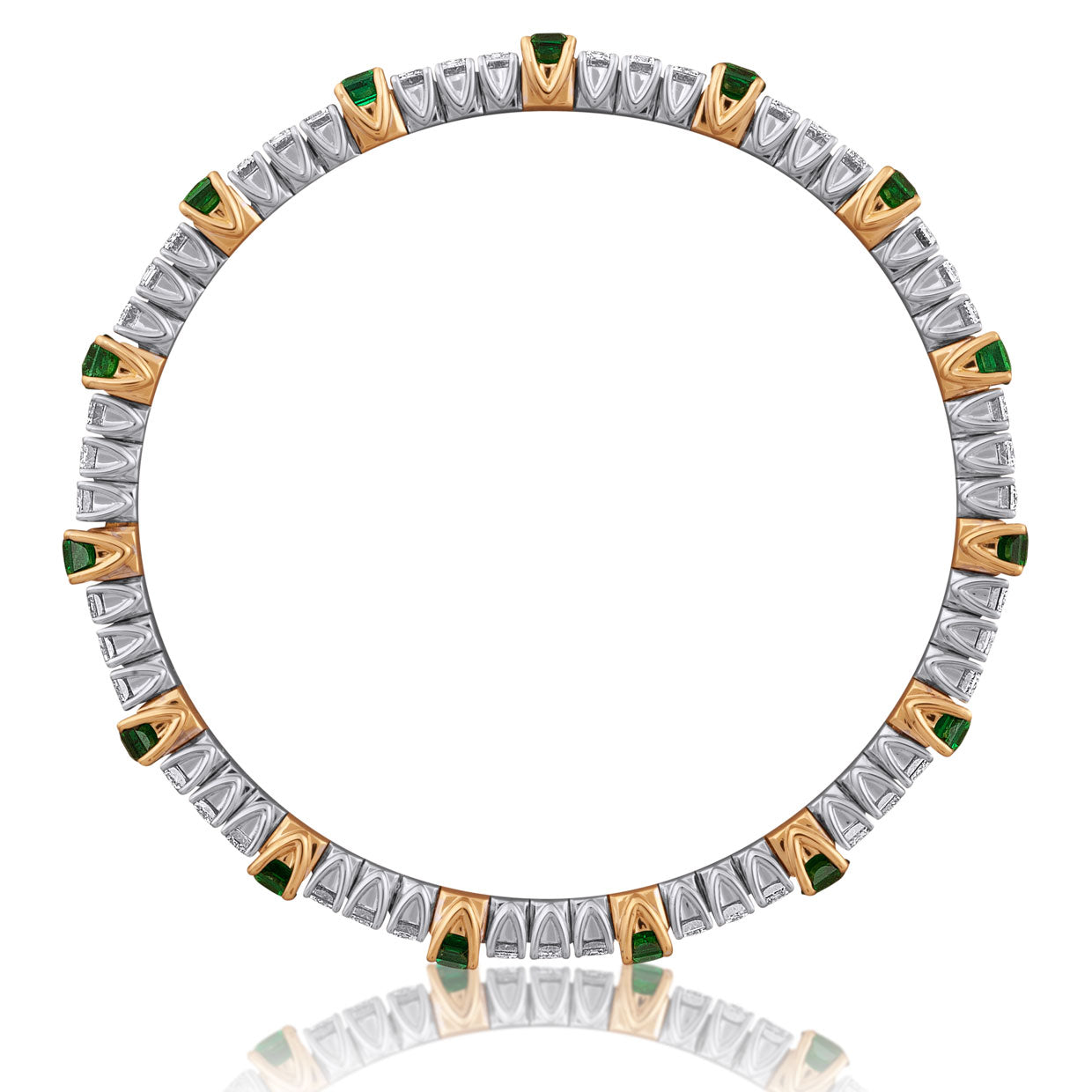 Picchiotti - Xpandable™ Emerald & Diamond Bracelet in 18K White and Yellow Gold - Jackson Hole Jewelry Company