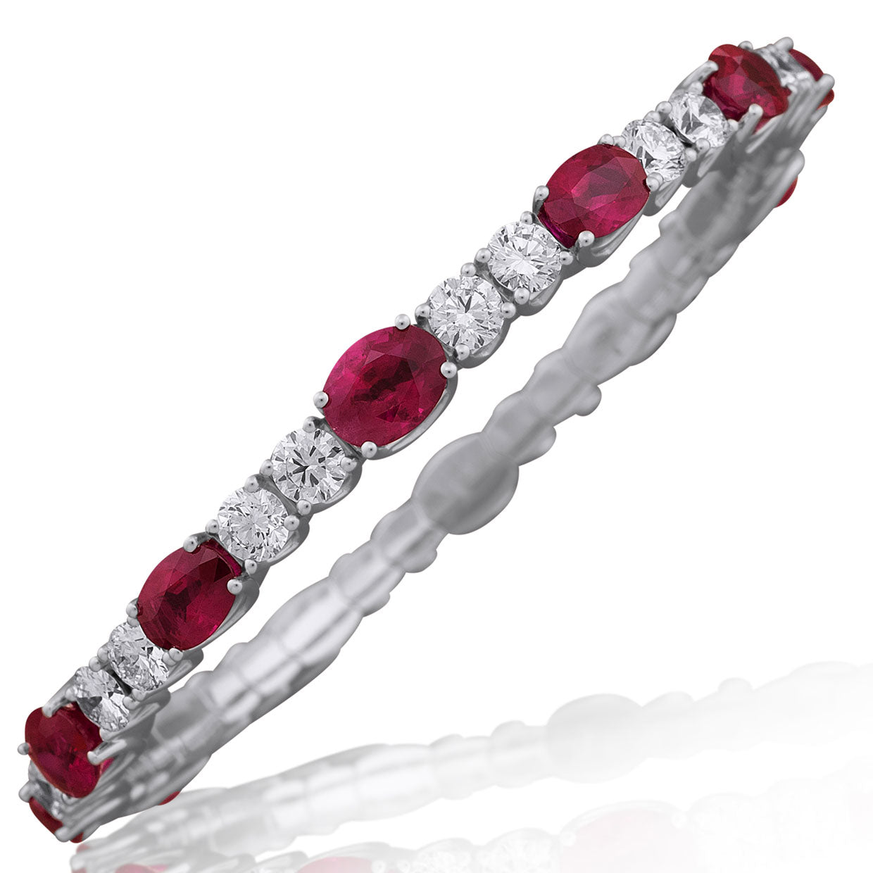Picchiotti - Xpandable™ Oval Ruby & Round Diamond Bracelet in 18K White Gold - Jackson Hole Jewelry Company