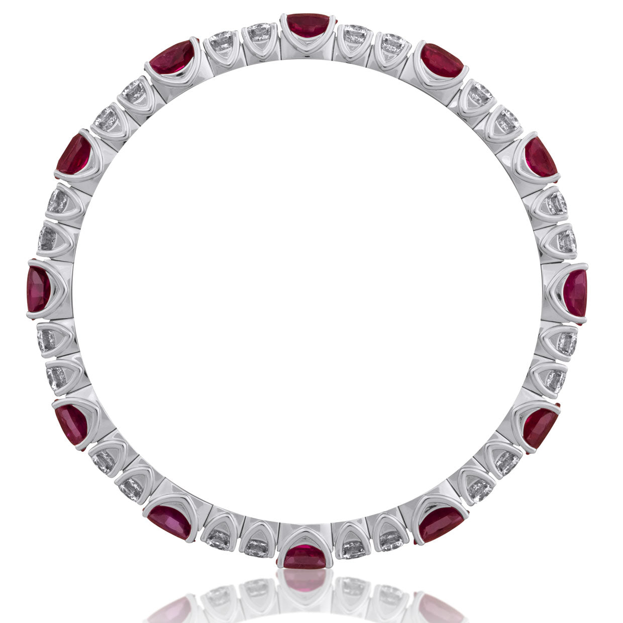 Picchiotti - Xpandable™ Oval Ruby & Round Diamond Bracelet in 18K White Gold - Jackson Hole Jewelry Company