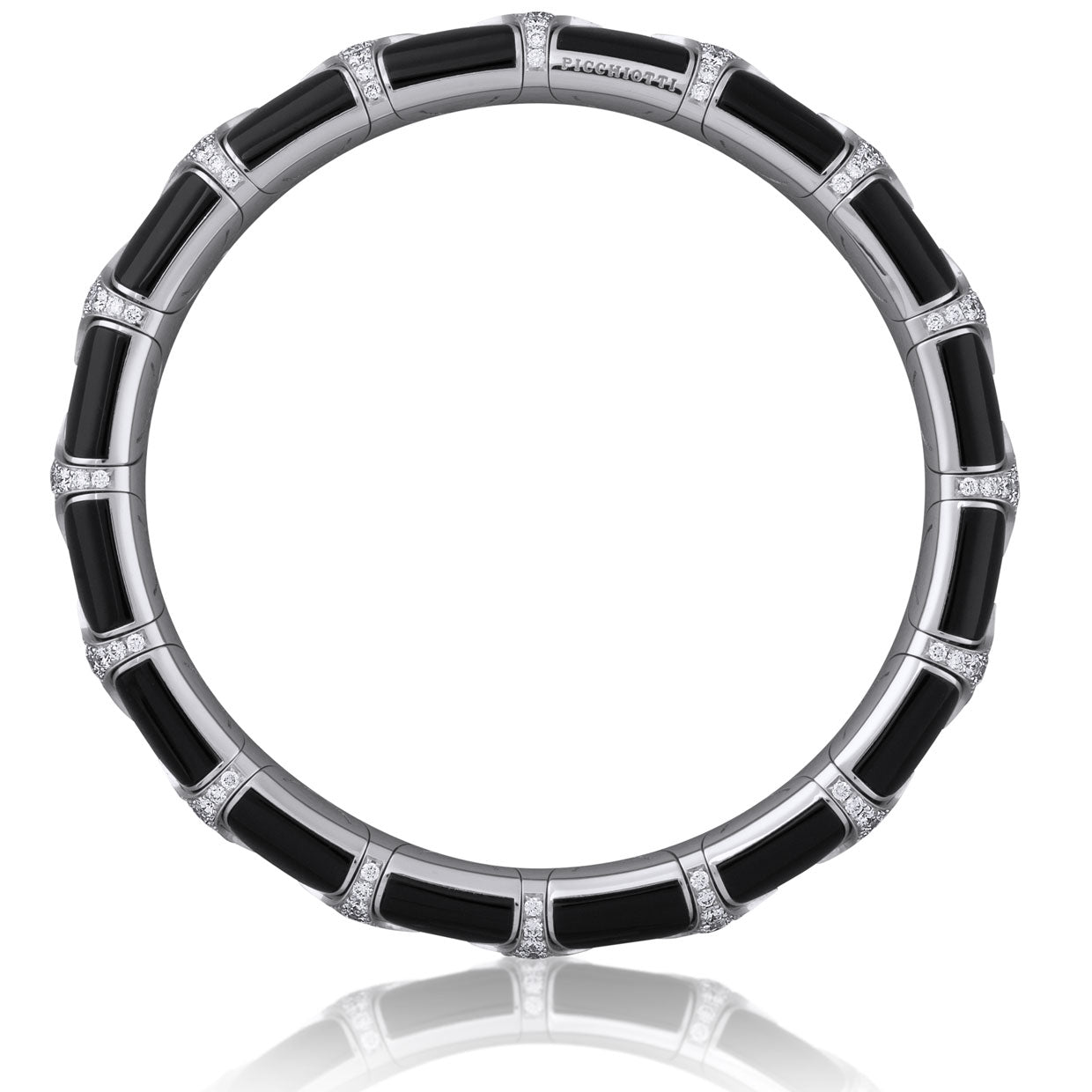 Picchiotti - Xpandable™ Round Diamond and Onyx Bracelet in 18K White Gold - Jackson Hole Jewelry Company