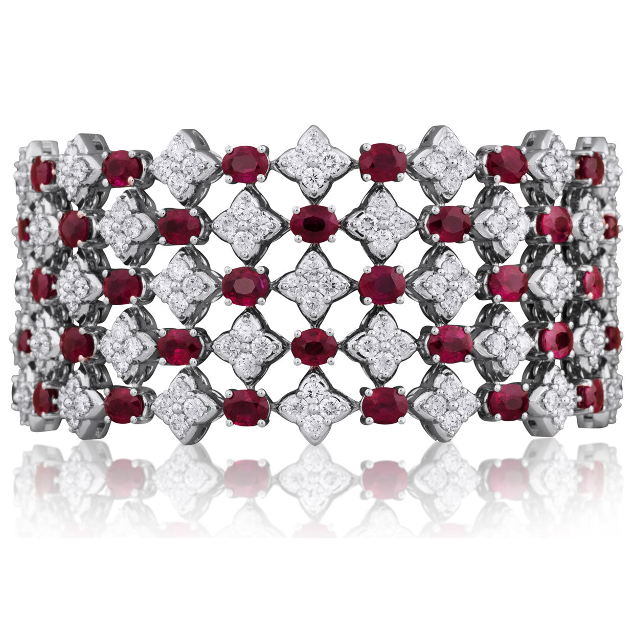 Picchiotti - Oval Ruby & Diamond Bracelet in 18K White Gold - Jackson Hole Jewelry Company
