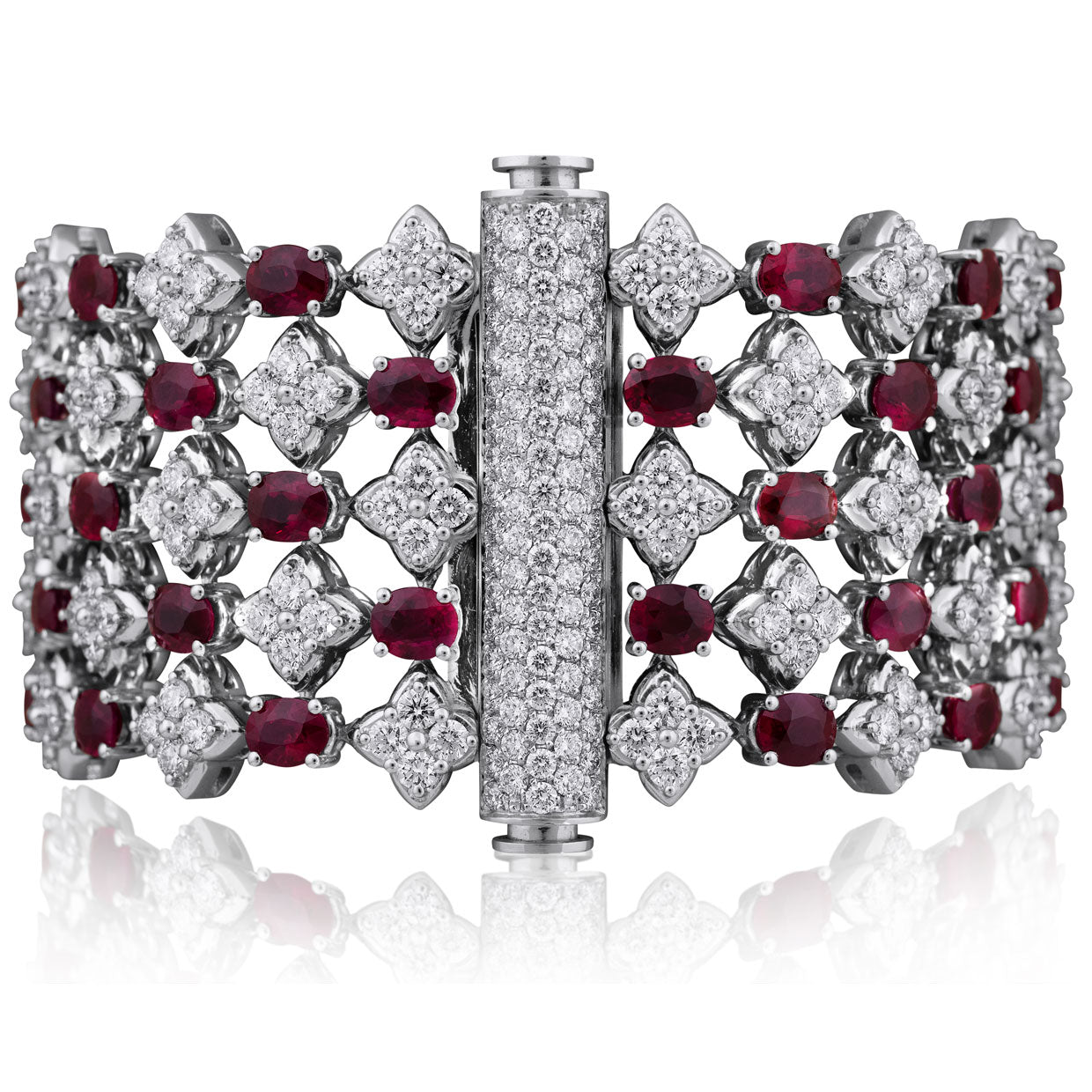 Picchiotti - Oval Ruby & Diamond Bracelet in 18K White Gold - Jackson Hole Jewelry Company