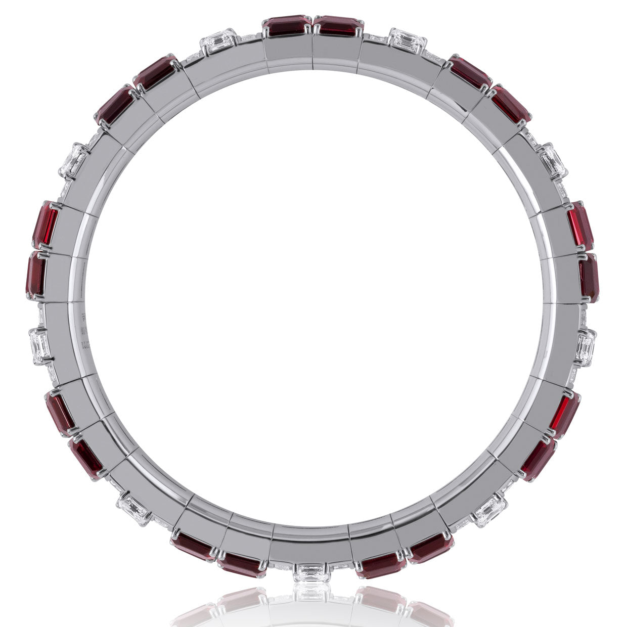 Picchiotti - Xpandable™ Octagonal Ruby & Square Diamond Bracelet in 18K White Gold - Jackson Hole Jewelry Company