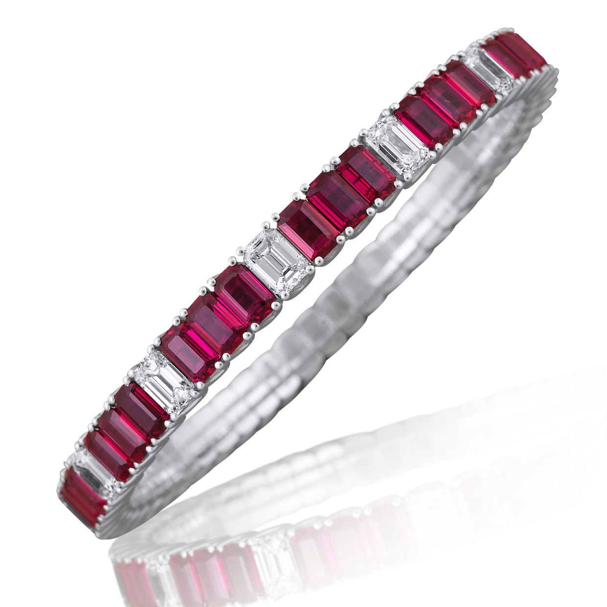 Picchiotti - Xpandable™ Octagonal Ruby & Diamond Bracelet in 18K White - Jackson Hole Jewelry Company