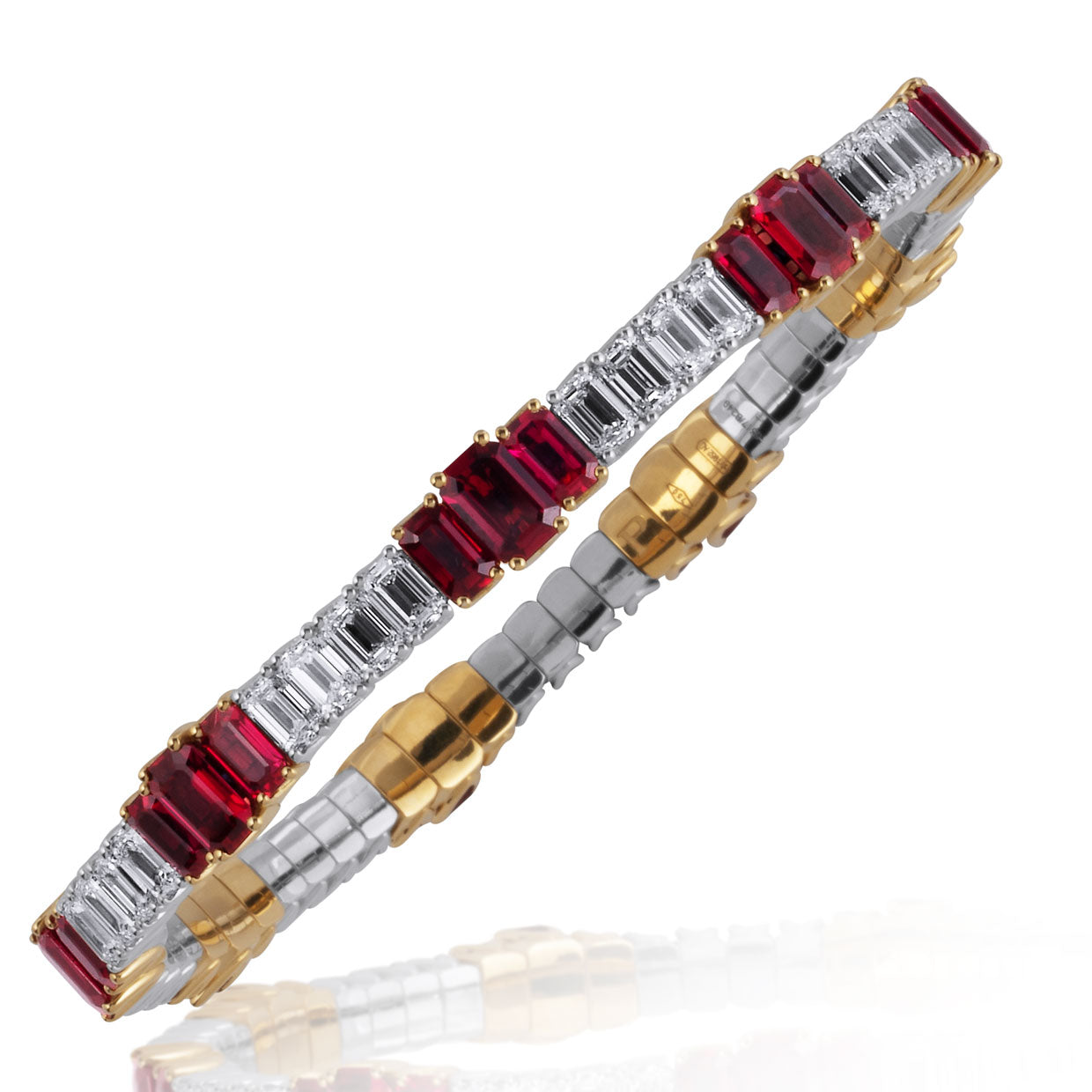 Picchiotti - Xpandable™ Ruby & Diamond Bracelet in 18K White & Yellow Gold - Jackson Hole Jewelry Company