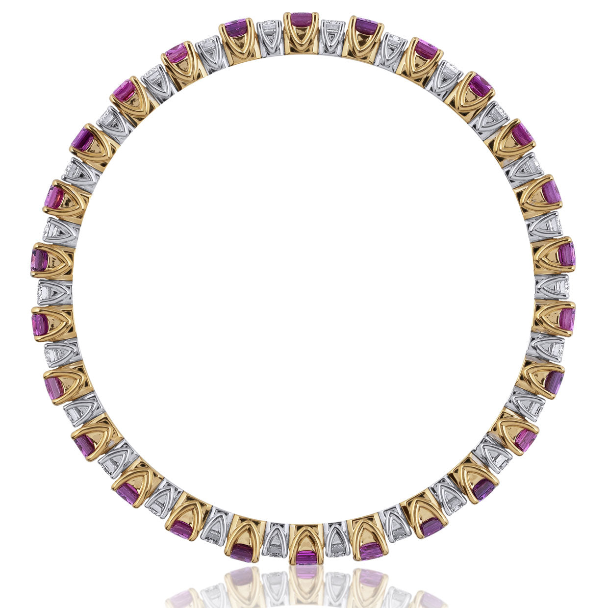 Picchiotti - Xpandable™ Octagonal Pink Sapphire & Diamond Bracelet in 18K White & Yellow Gold - Jackson Hole Jewelry Company