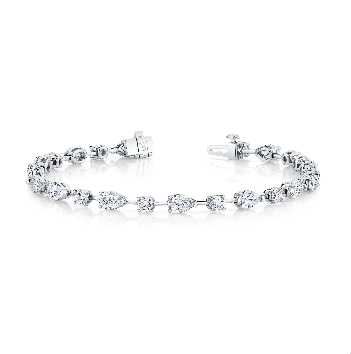 Fancy Shape Diamond Bracelet in 18K White Gold - Jackson Hole Jewelry Company