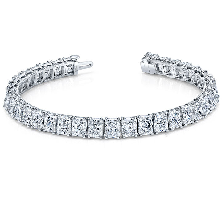 Radiant-Cut Diamond Tennis Bracelet in 18K White Gold - Jackson Hole Jewelry Company