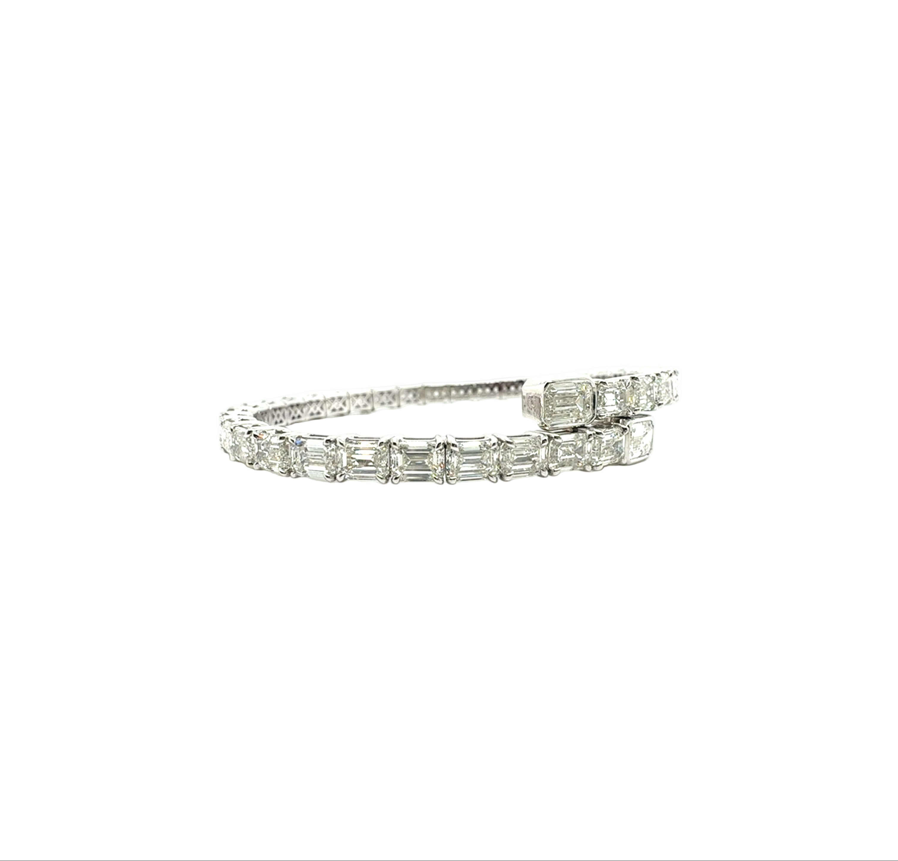 Emerald Cut Diamond Bangle in 18K White Gold - Jackson Hole Jewelry Company