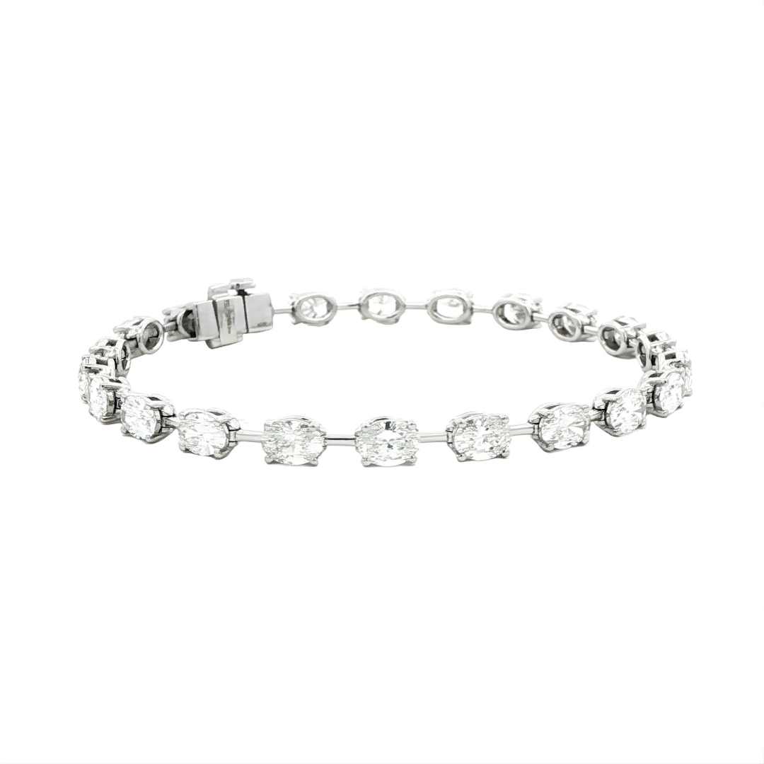 East West Oval Diamond Bracelet in 18K White Gold 7.52 Cttw - Jackson Hole Jewelry Company