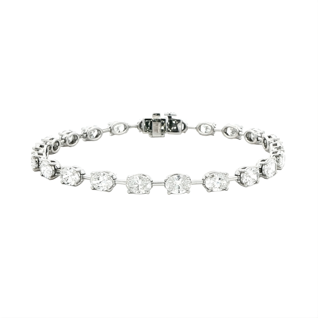East West Oval Diamond Bracelet in 18K White Gold 7.52 Cttw - Jackson Hole Jewelry Company