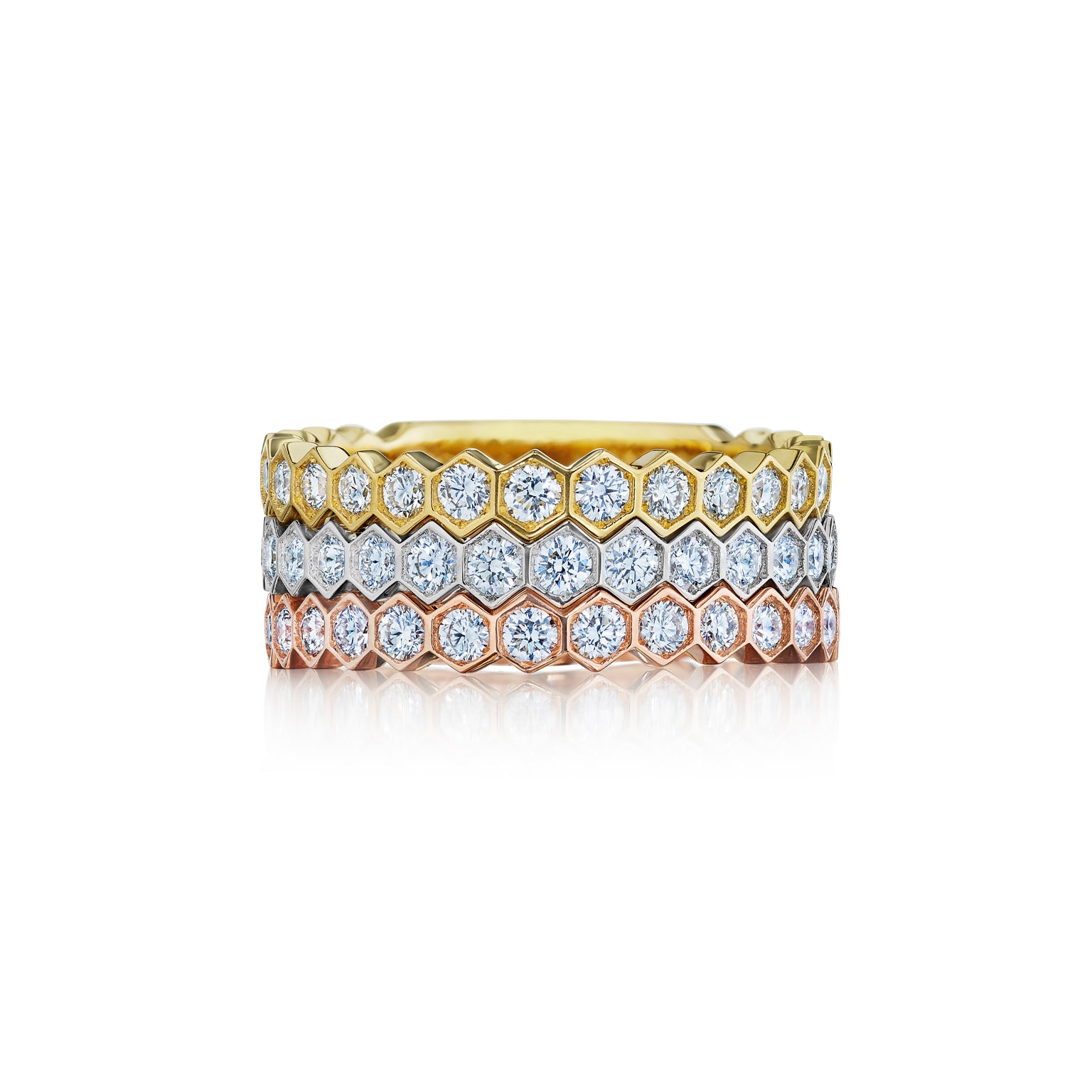 18K Gold Hexagon Honeycomb ¾ Diamond Eternity Band – 0.59 Carats - Jackson Hole Jewelry Company