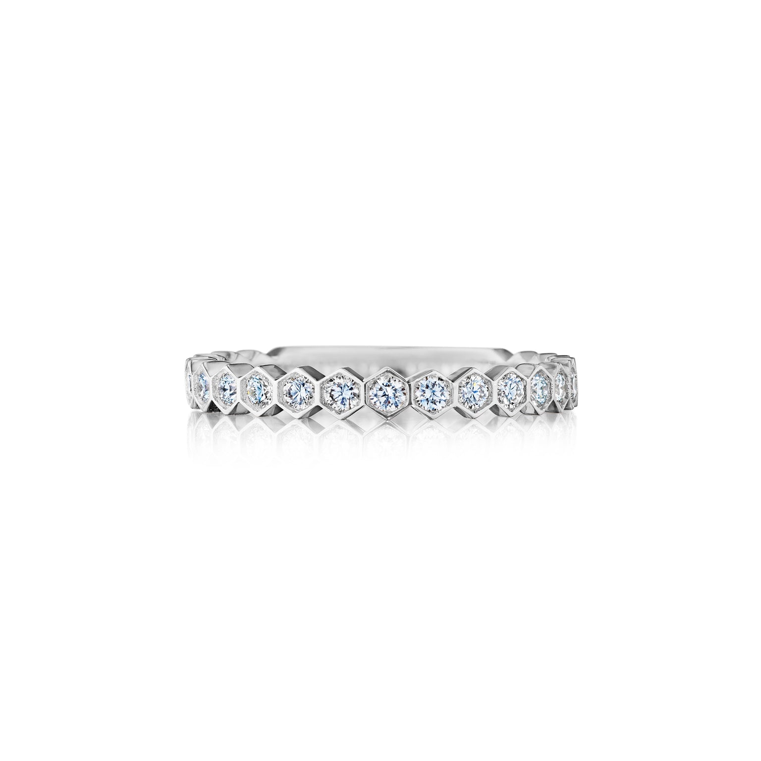 18K WHITE GOLD HEXAGON HONEYCOMB 3/4 DIAMOND RING - Jackson Hole Jewelry Company