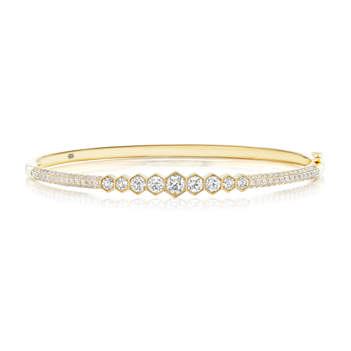 18K Gold Bangle with White Diamond Pavé - Jackson Hole Jewelry Company