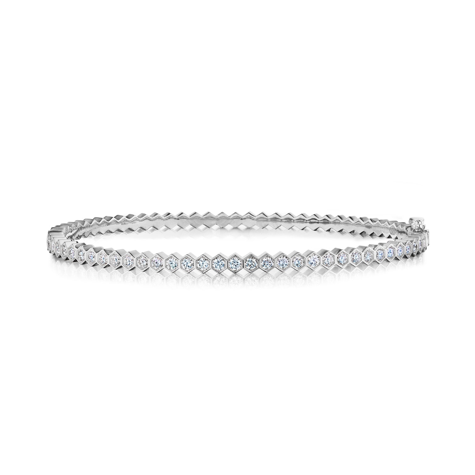 18K Gold Bangle with White Diamonds - Jackson Hole Jewelry Company
