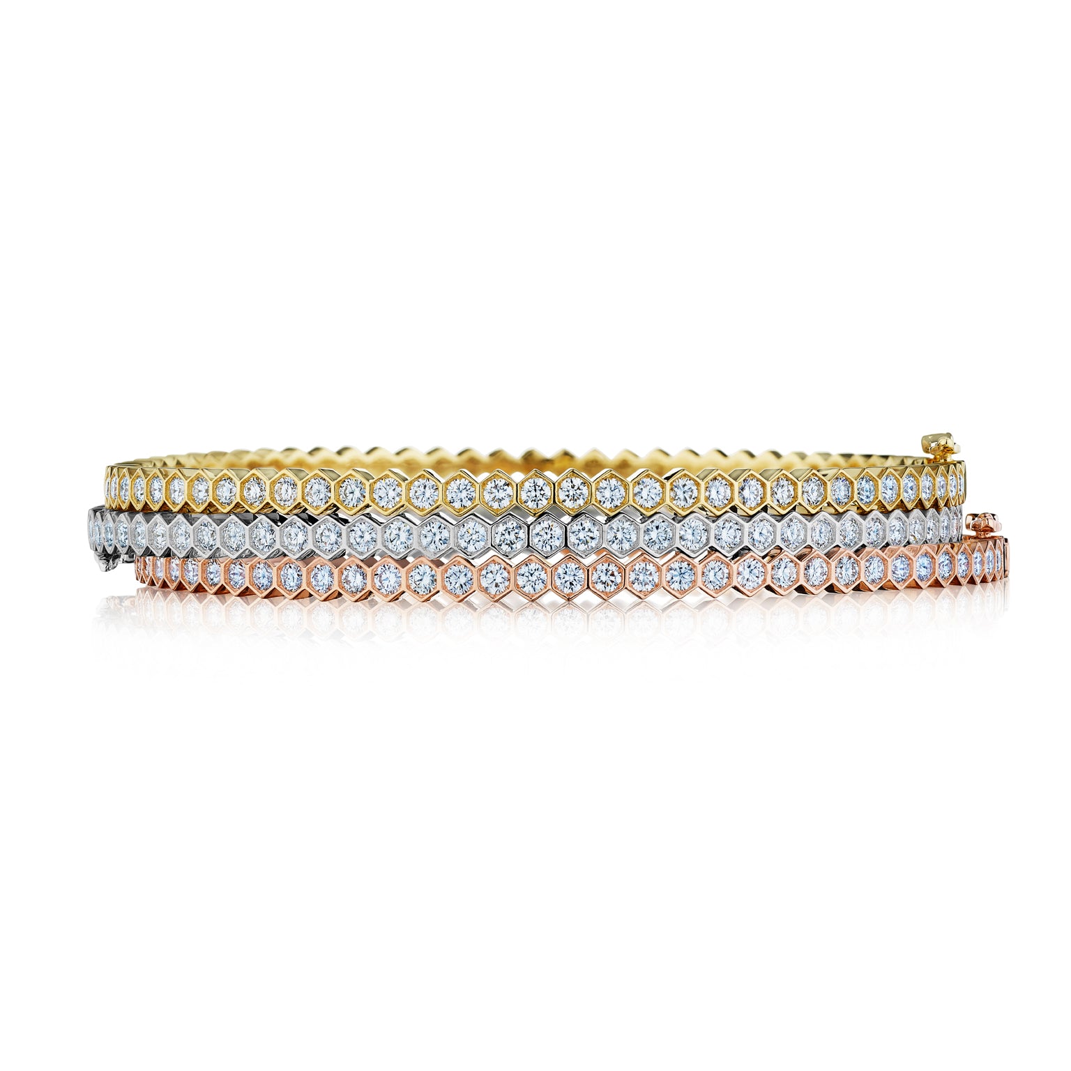 18K Gold Bangle with White Diamonds - Jackson Hole Jewelry Company