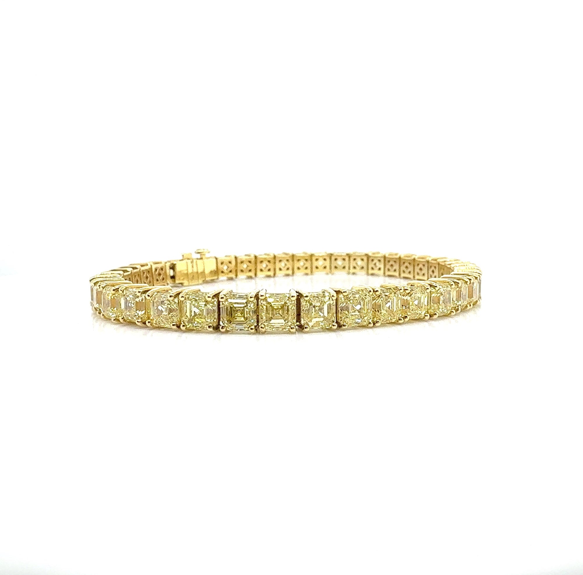 Straightline Yellow Asscher Diamond Tennis Bracelet in 18K Yellow Gold - Jackson Hole Jewelry Company