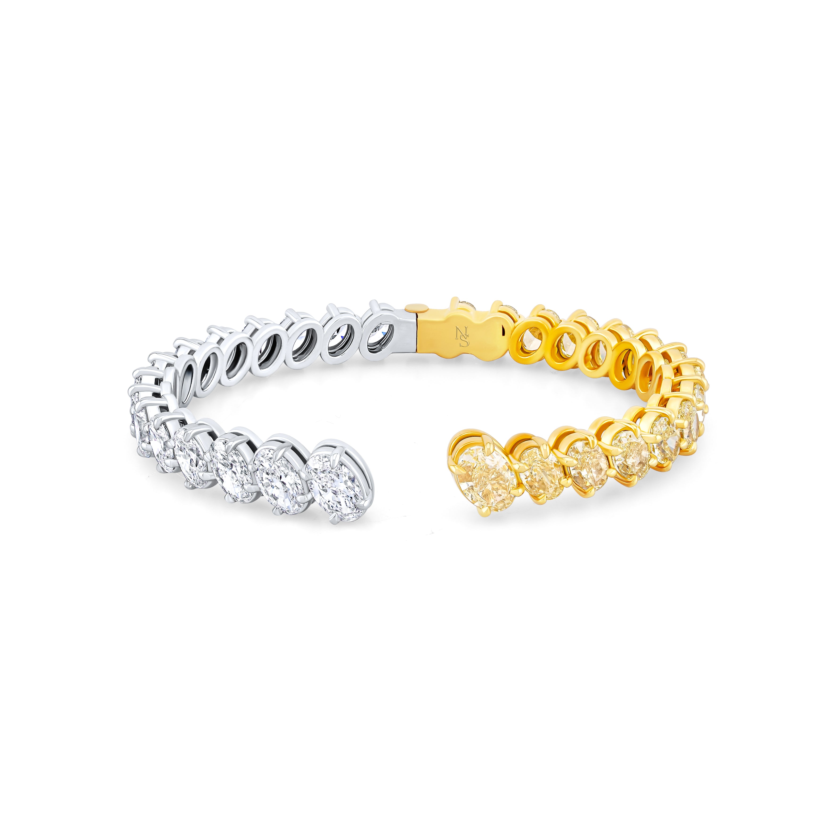 18K Two-Tone White & Yellow Gold Fancy Yellow Diamond Oval Bracelet - Jackson Hole Jewelry Company
