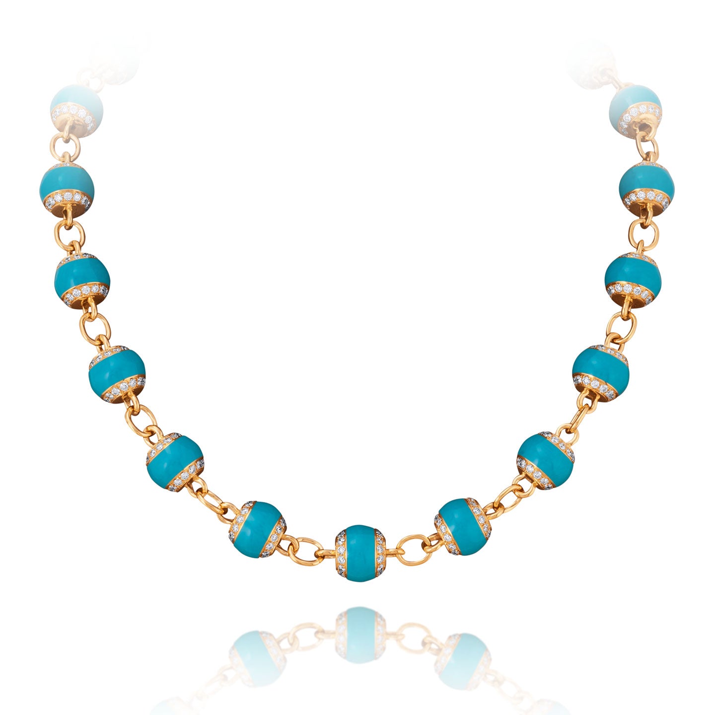 Picchiotti Turquoise Ceramic and Diamond Necklace Yellow Gold 750 - Jackson Hole Jewelry Company